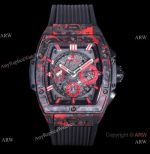 Super Clone Hublot Spirit of Big Bang Carbon Fiber Watch Red Magic Rubber Strap